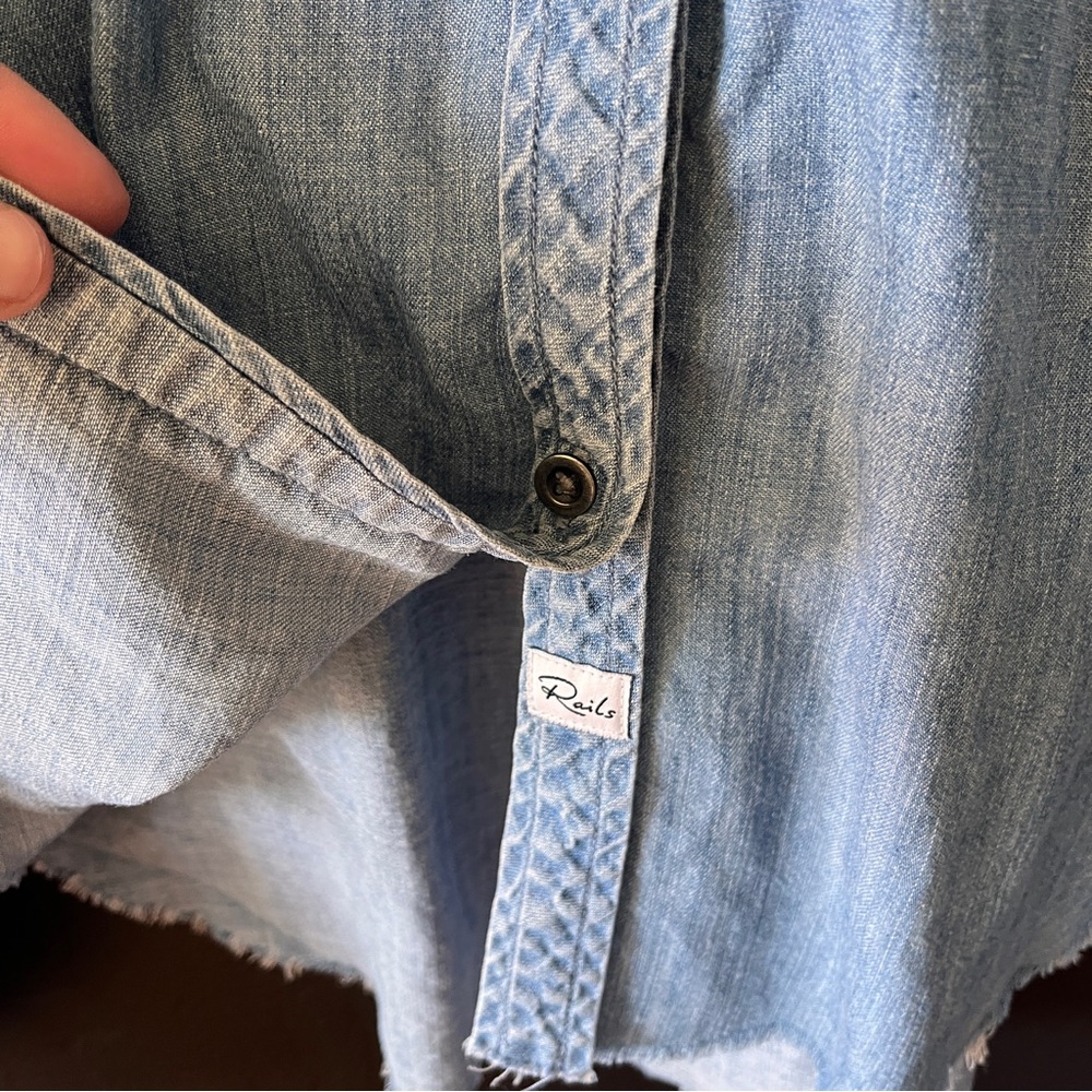 Rails Clayton Raw Hem Grommet Denim Shirt - Picture 8 of 14